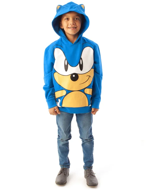 Vanilla Underground Sonic The Hedgehog Blue 3D Ears Boy's Hoodie (4-8 years) - 6-7 Yrs Image 2