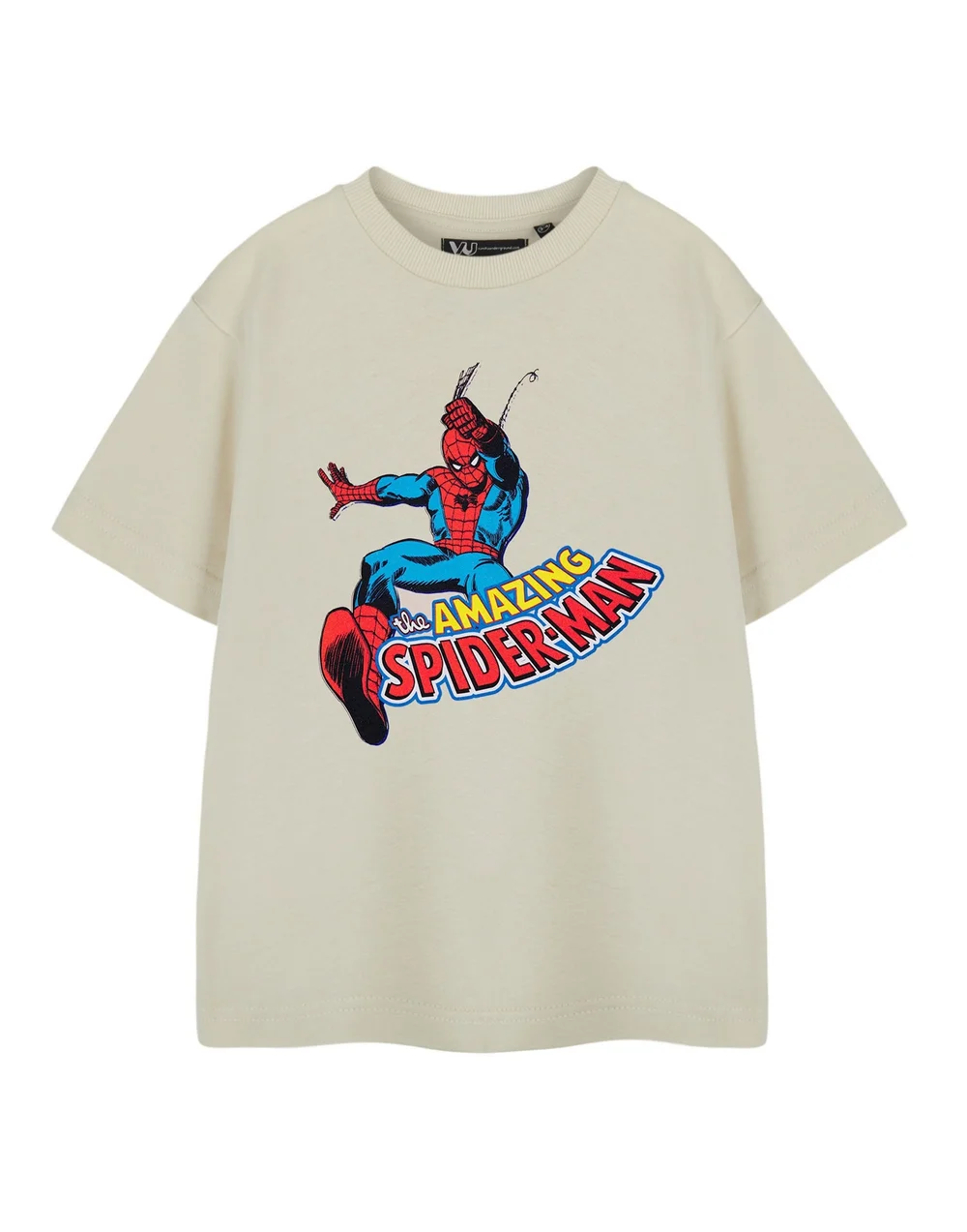 Vanilla Underground Spiderman Web Slinger Oatmeal T-Shirt (2-14 Years) - Age 3-4 Years Image 1