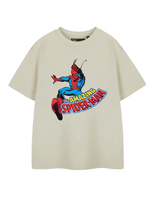 Vanilla Underground Spiderman Web Slinger Oatmeal T-Shirt (2-14 Years)