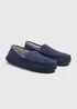 Navy Real Suede Fur Moccasin Slippers - Size 6 Image 1