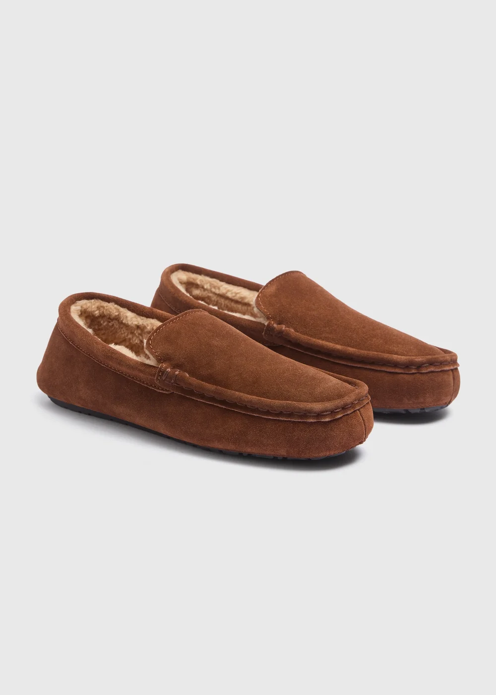 Tan Suede Fur Slippers - Size 6 Image 1