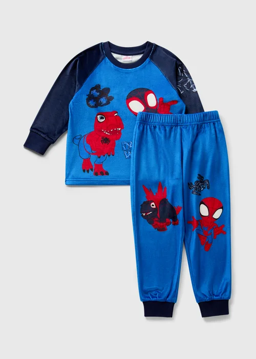 Spidey & Friends Boys Blue Fleece Pyjama Set (1-7yrs) - 1 to 1 half years Image 1