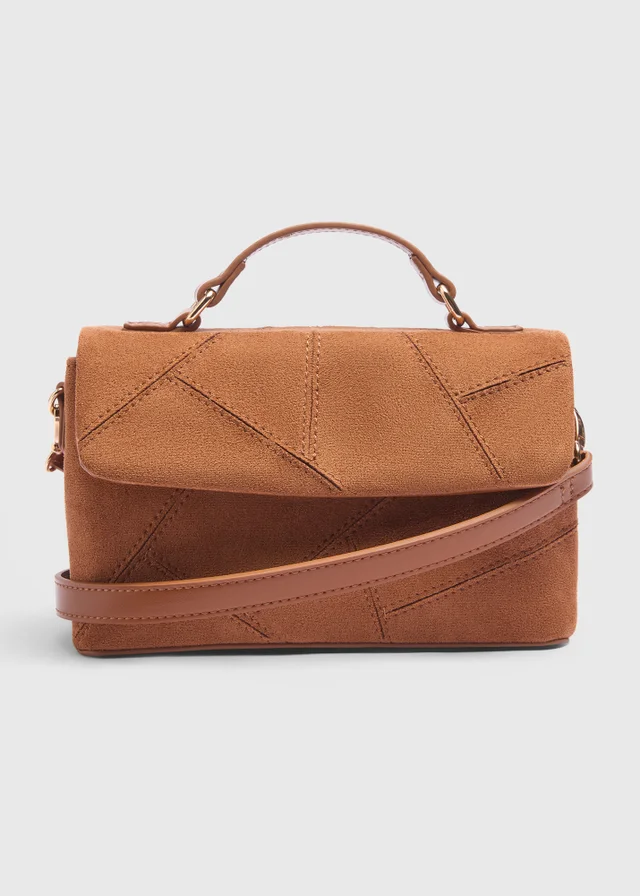 Tan Faux Suede Panel Bag