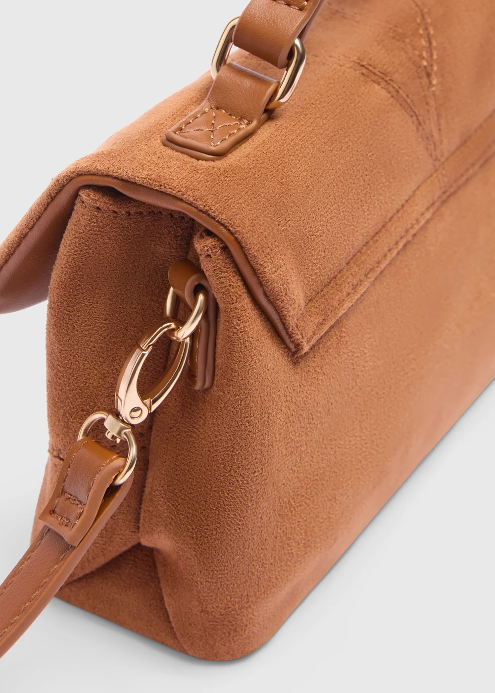 Tan Faux Suede Panel Bag - One Size Image 2