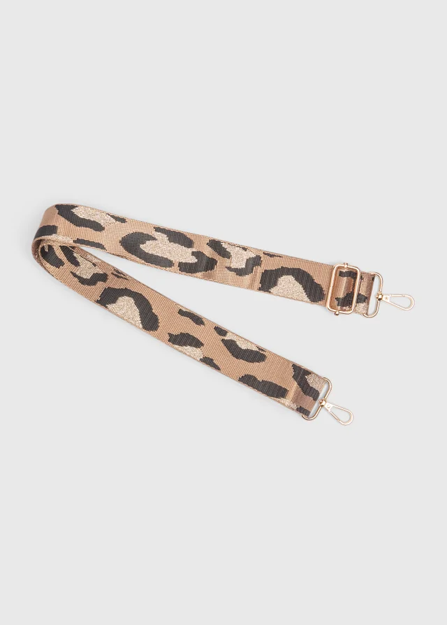 Brown Sparkle Leopard Print Bag Strap