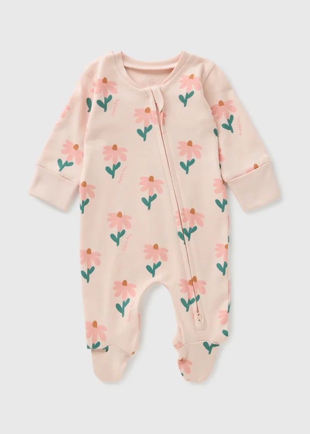 Baby Pink Floral Sleepsuit (Newborn- 23mths)