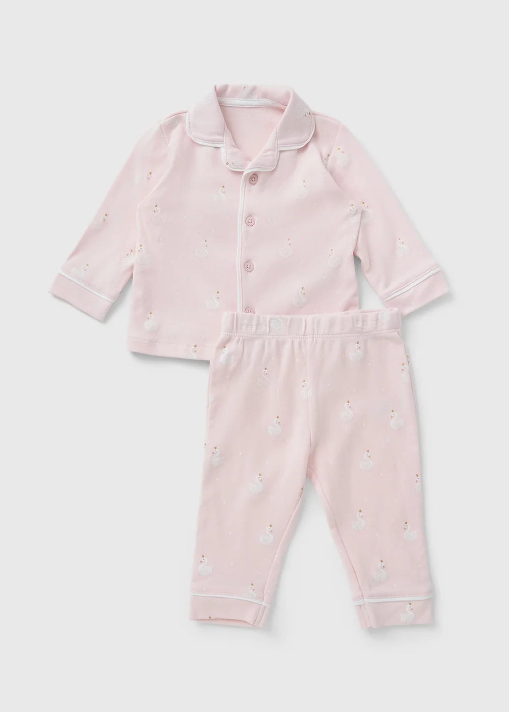 Baby Pink Button Pyjama Set (Newborn-23mths) - Age 6 - 9 Months Image 1