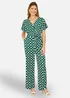 Yumi Green Geometric Print Wrap Jumpsuit - Size 10 Image 1