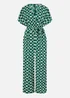Yumi Green Geometric Print Wrap Jumpsuit - Size 10 Image 3