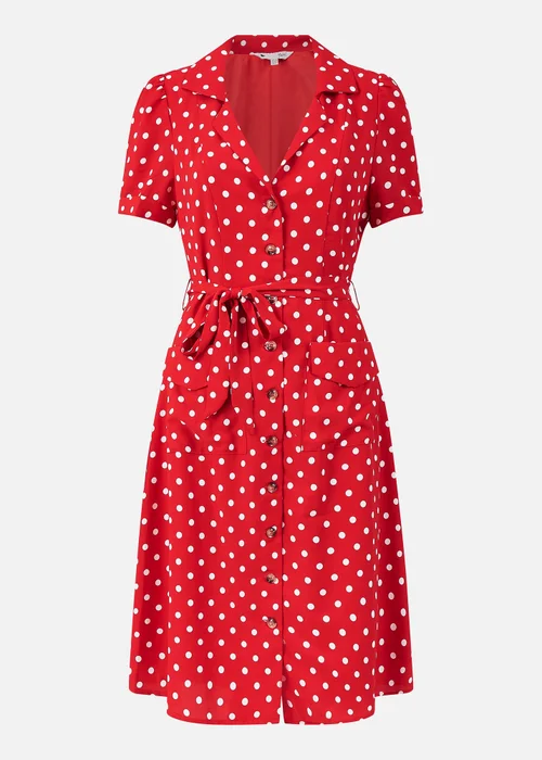 Yumi Red Retro Shirt Polka Dot Dress - 10 Image 3