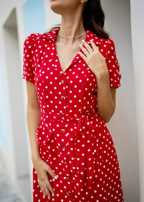 Yumi Red Retro Shirt Polka Dot Dress - 10 Image 2