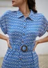 Yumi Blue Viscose Midi Shirt Dress With Matching Belt - 14 Image 2