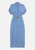 Yumi Blue Viscose Midi Shirt Dress With Matching Belt - 14 Image 3