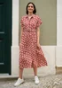Yumi Red Viscose Midi Shirt Dress With Matching Belt - 14 Image 1