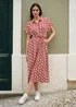 Yumi Red Viscose Midi Shirt Dress With Matching Belt - 14 Image 2