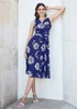 Yumi Navy Floral Print Stretch Mesh Dress With Pockets - 10 Image 2