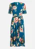 Yumi Green Mesh Floral Midi Dress With Angel Sleeves - 8 Image 3