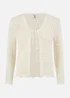 Yumi Ivory Crochet Tie Front Cardigan - Medium Image 2