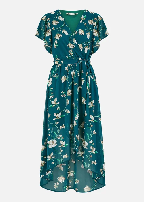 Yumi Green Floral Wrap Midi Dress With Frill Hem - 24 Image 3