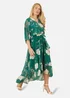 Yumi Green Bird & Floral Print Midi Wrap Dress - 24 Image 1