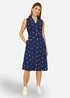 Yumi Navy Daisy Print Sleeveless Shirt Dress - 10 Image 2