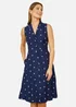 Yumi Navy Daisy Print Sleeveless Shirt Dress - 10 Image 1