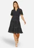 Yumi Navy Dot Print V-Neck Midi Skater Dress - 26 Image 2