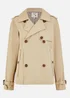 Yumi Beige Cropped Trench Jacket With Pockets & Check Lining - 10 Image 3