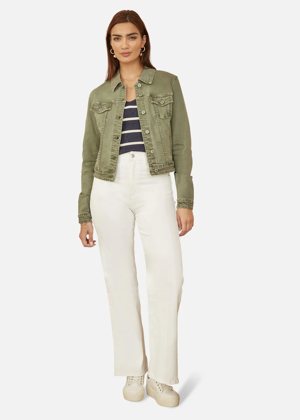 Yumi Green Stretch Cotton Denim Jacket - 8 Image 1