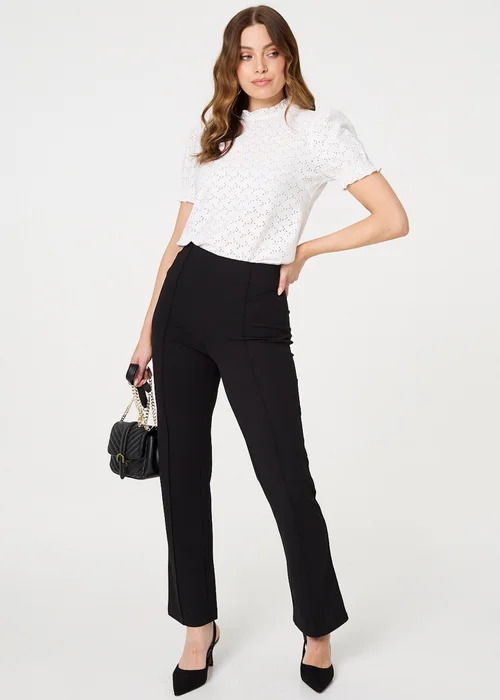 Izabel London Black High Waist Kick Flare Trousers - 14 Image 1