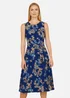 Yumi Navy Floral Skater Sleeveless Dress - 14 Image 2
