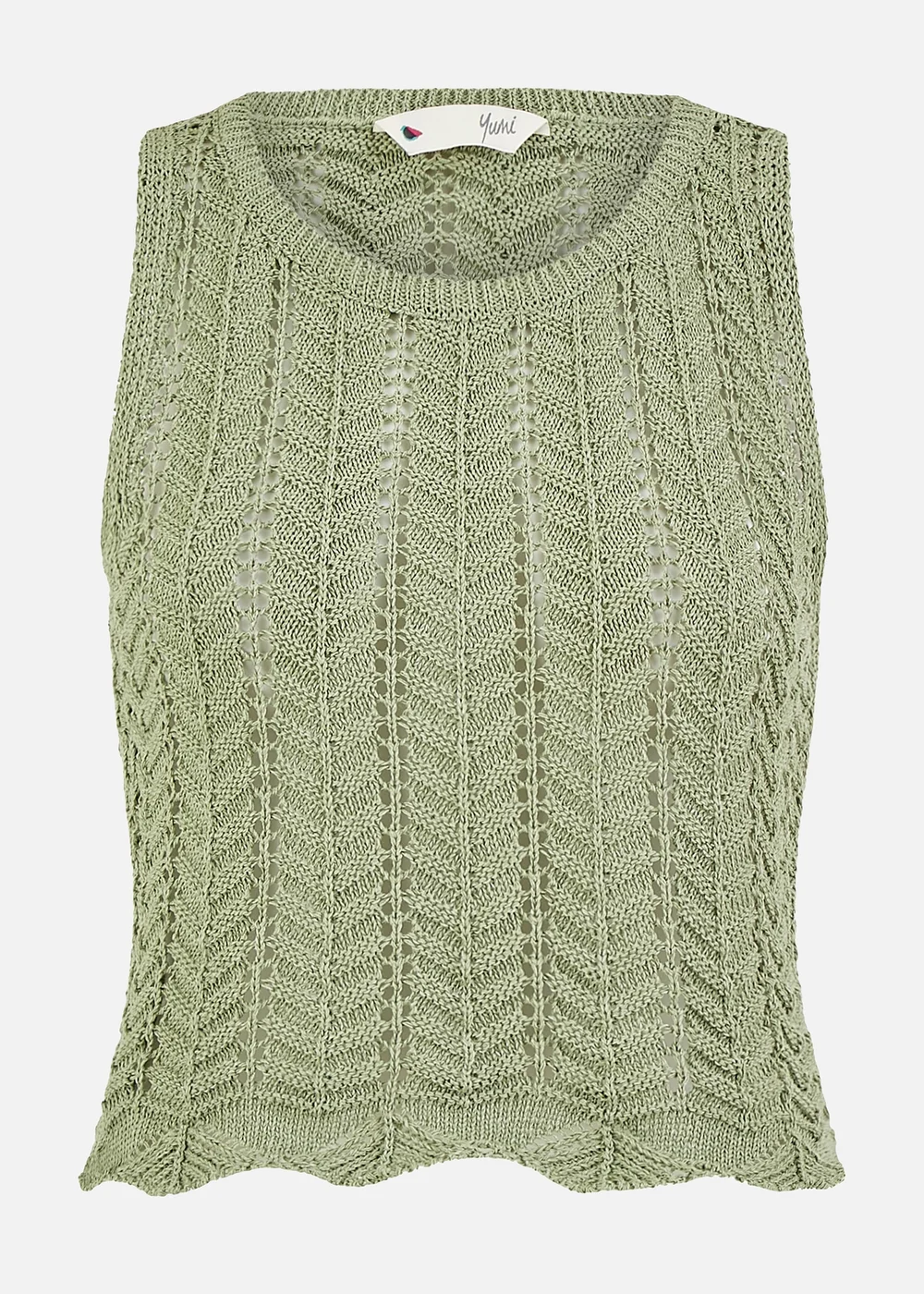 Yumi Green Crochet Knitted Tank Top - Small Image 2