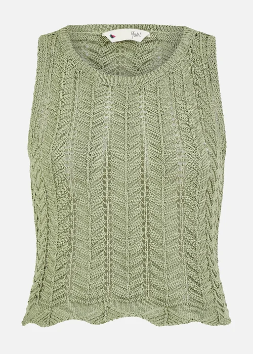 Yumi Green Crochet Knitted Tank Top - Small Image 2