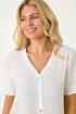 Roman White Petite V-Neck Button Through Blouse - Size 8 Image 4