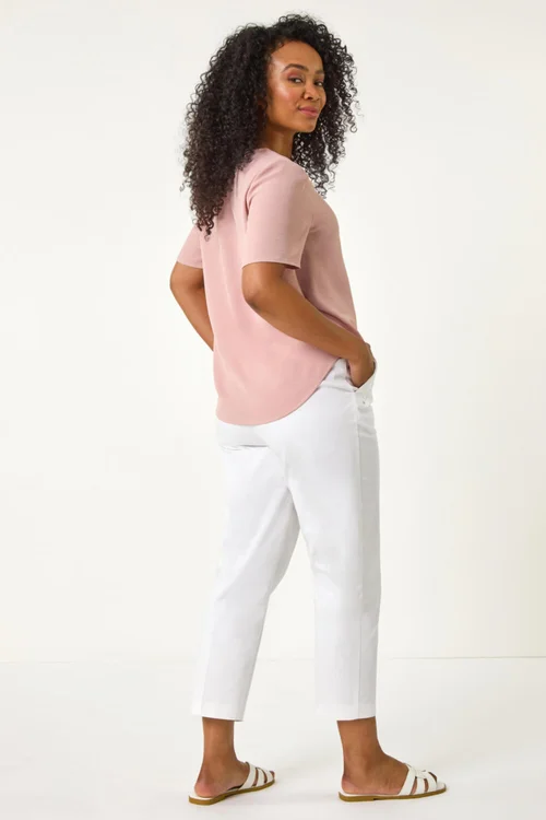 Roman Light Pink Petite V-Neck Button Through Blouse - Size 14 Image 3