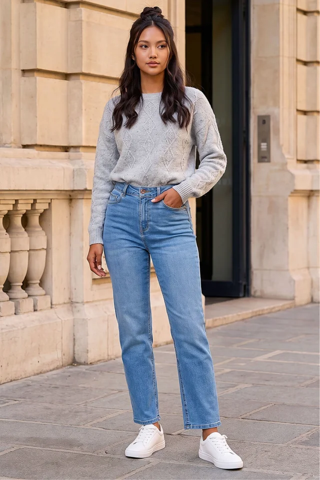 Roman Denim Petite Stretch Straight Leg Jeans