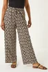Roman Black Petite Geo Print Wide Leg Stretch Trouser - 16 Image 4