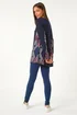 Roman Midnight Blue Side Printed Stretch Tunic Top - Size 10 Image 3