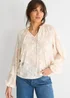 Gini London Cream Jacquard Floral Long Sleeve Blouse - 8 Image 4