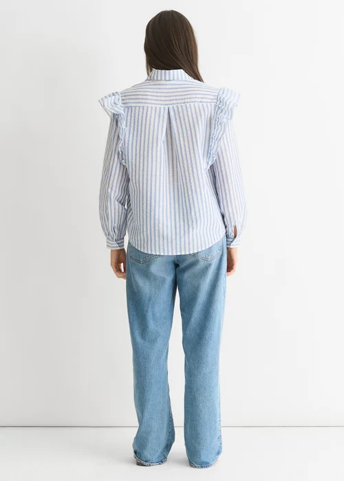 Gini London Stripe Frill Cotton Shirt - S/M Image 2