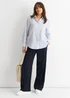 Gini London Blue Linen Oversized Stripe Shirt - M/L Image 1