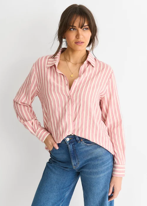 Gini London Blush Stripe Oversized Shirt - L/XL Image 3