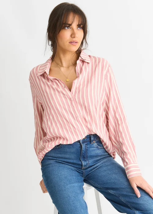 Gini London Blush Stripe Oversized Shirt - L/XL Image 4