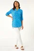 Roman Blue Spot Print V-Neck Button Blouse - Size 20 Image 3