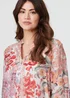 Izabel London Pink Floral Print Longline Semi Sheer Shirt - 16 Image 3