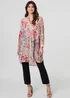 Izabel London Pink Floral Print Longline Semi Sheer Shirt - 16 Image 4