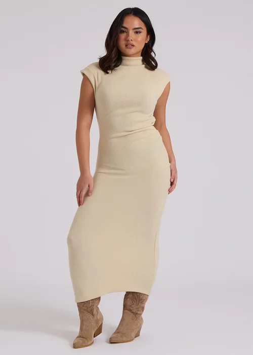 Urban Bliss Cream Brushed Jersey Ruched Midaxi Dress - M Image 2