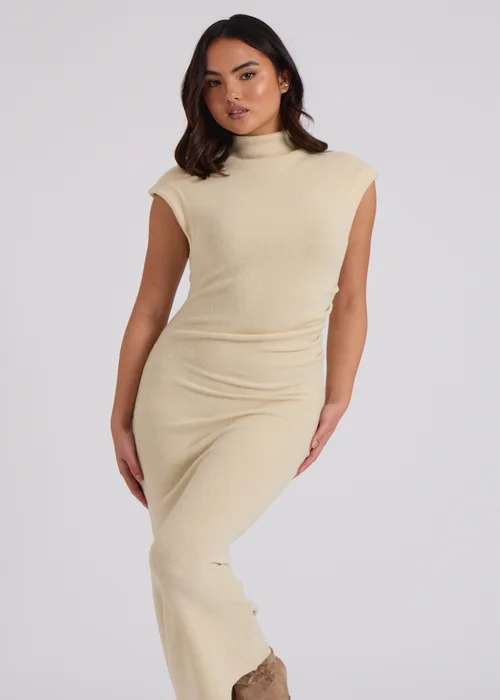 Urban Bliss Cream Brushed Jersey Ruched Midaxi Dress - M Image 3
