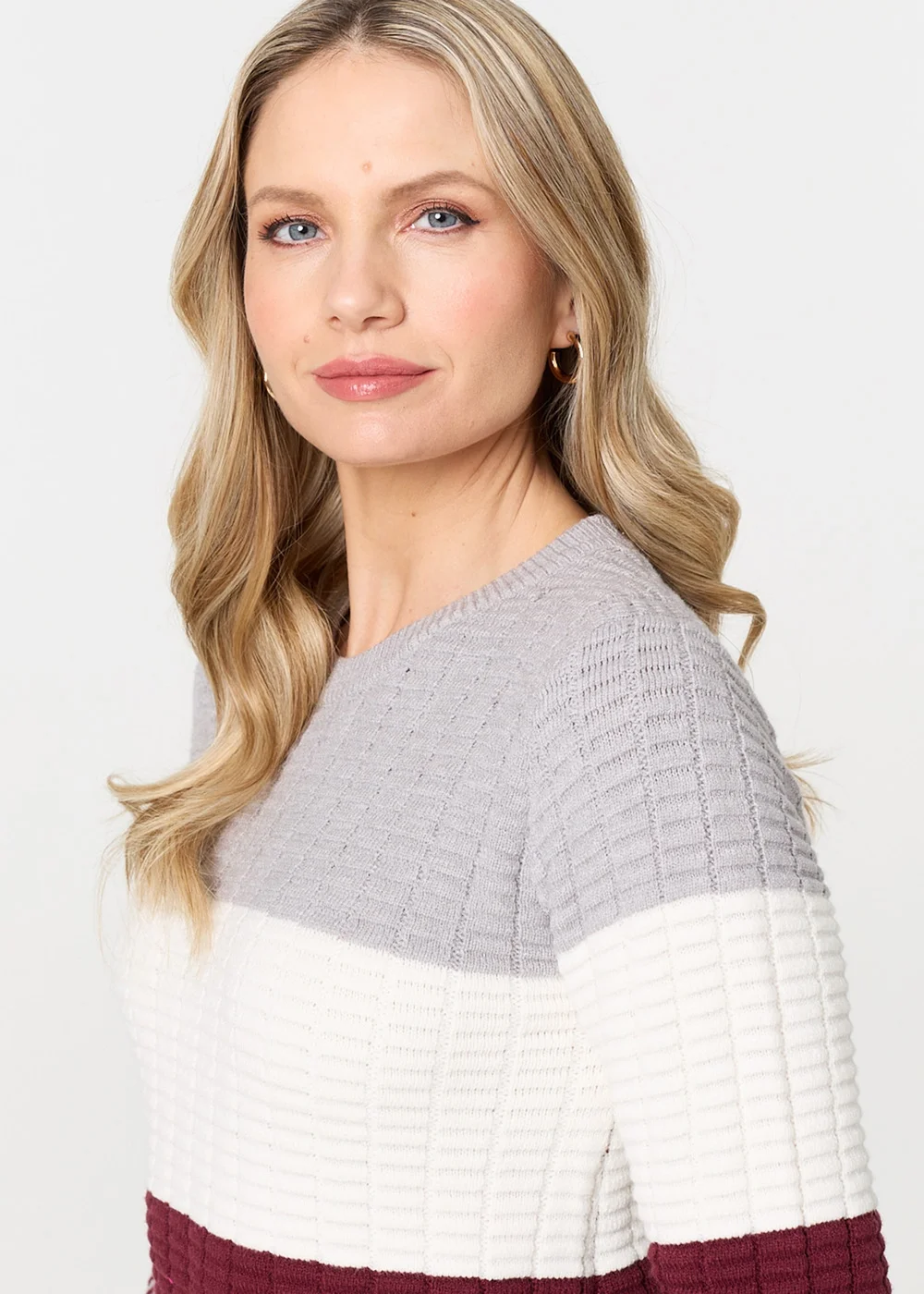 Izabel London Red Colour Block Textured Curve Hem Jumper - 12 Image 3