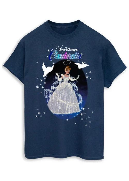Spiral Galaxy Disney Cinderella Sparkle Navy Boyfriend Fit T-Shirt - 5XL Image 1